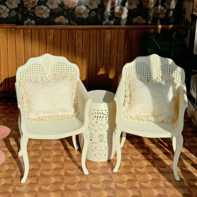 5PC 1/6 Scale Dollhouse Miniature Furniture Chair Armchair Coffee Table Soldiers - Image 2 of 4