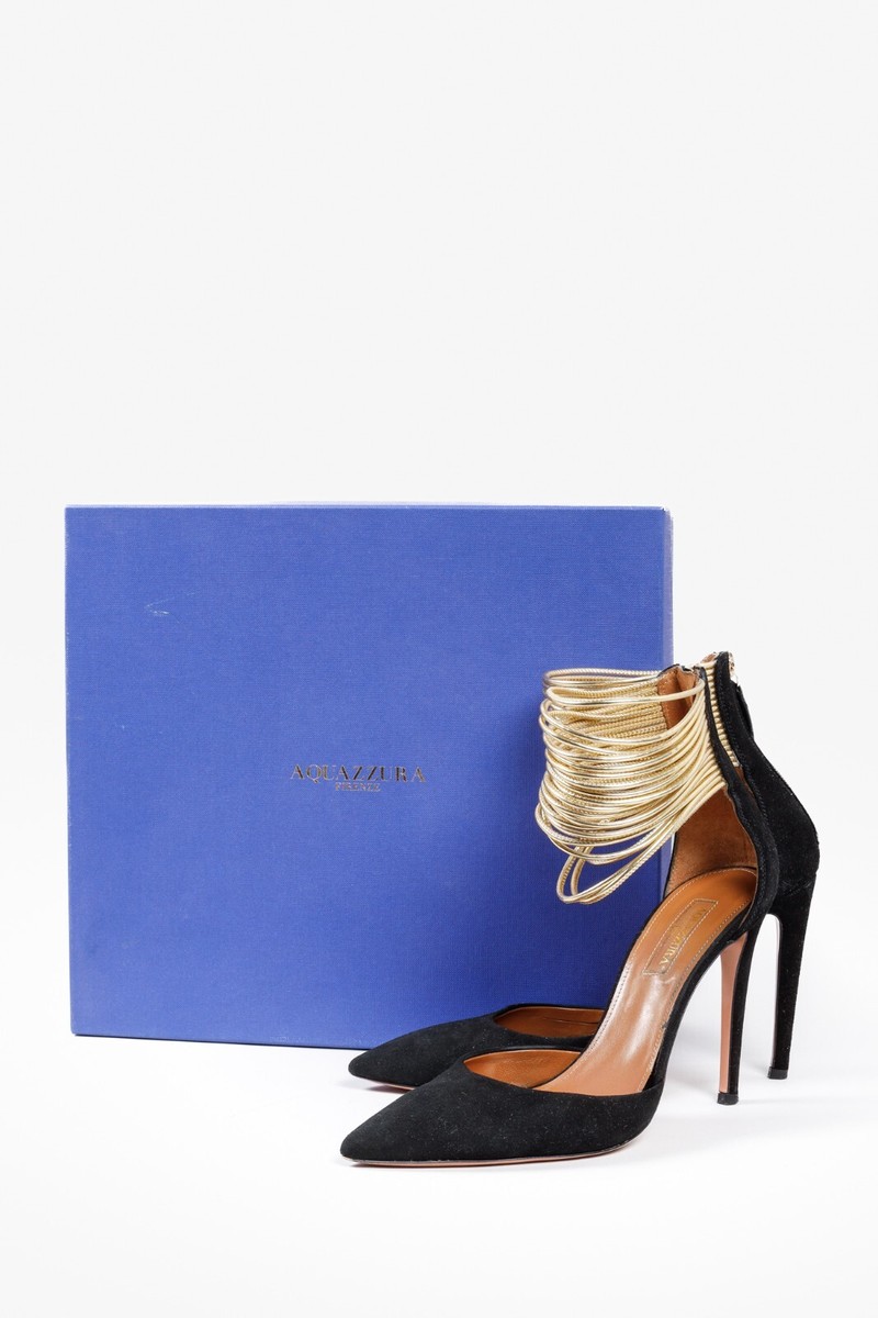 Aquazzura Black Suede Hello Lover 105 Heels, Size 36.5 | eBay UK display picture 1