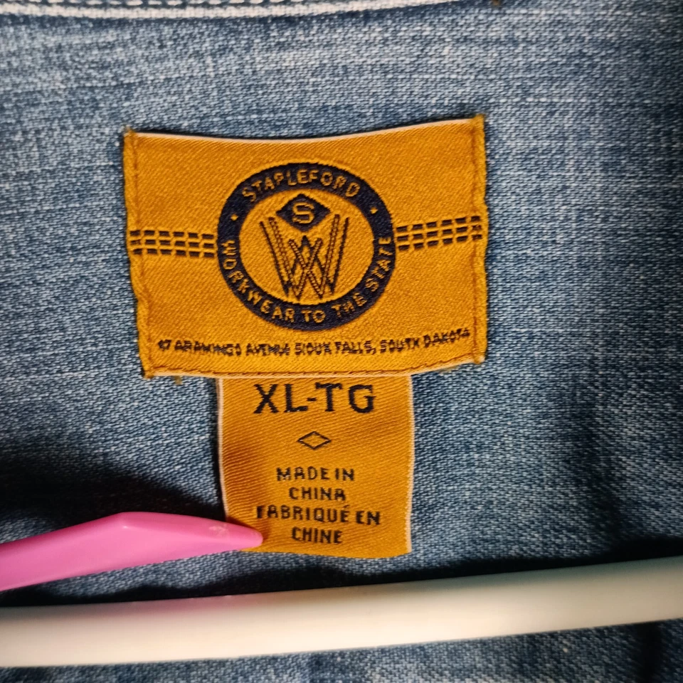 Camisa vaquera Stapleford Workwear para hombre extra grande azul  Foto 2 de 4