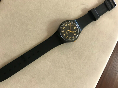 Swatch Watch Golden Tac GB274 Quartz Swiss Black 34mm Good