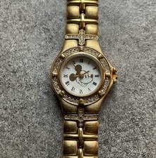 Vintage Mickey Mouse Womens Watch from Disney 22mm Gold Tone Case/Band Bin Z