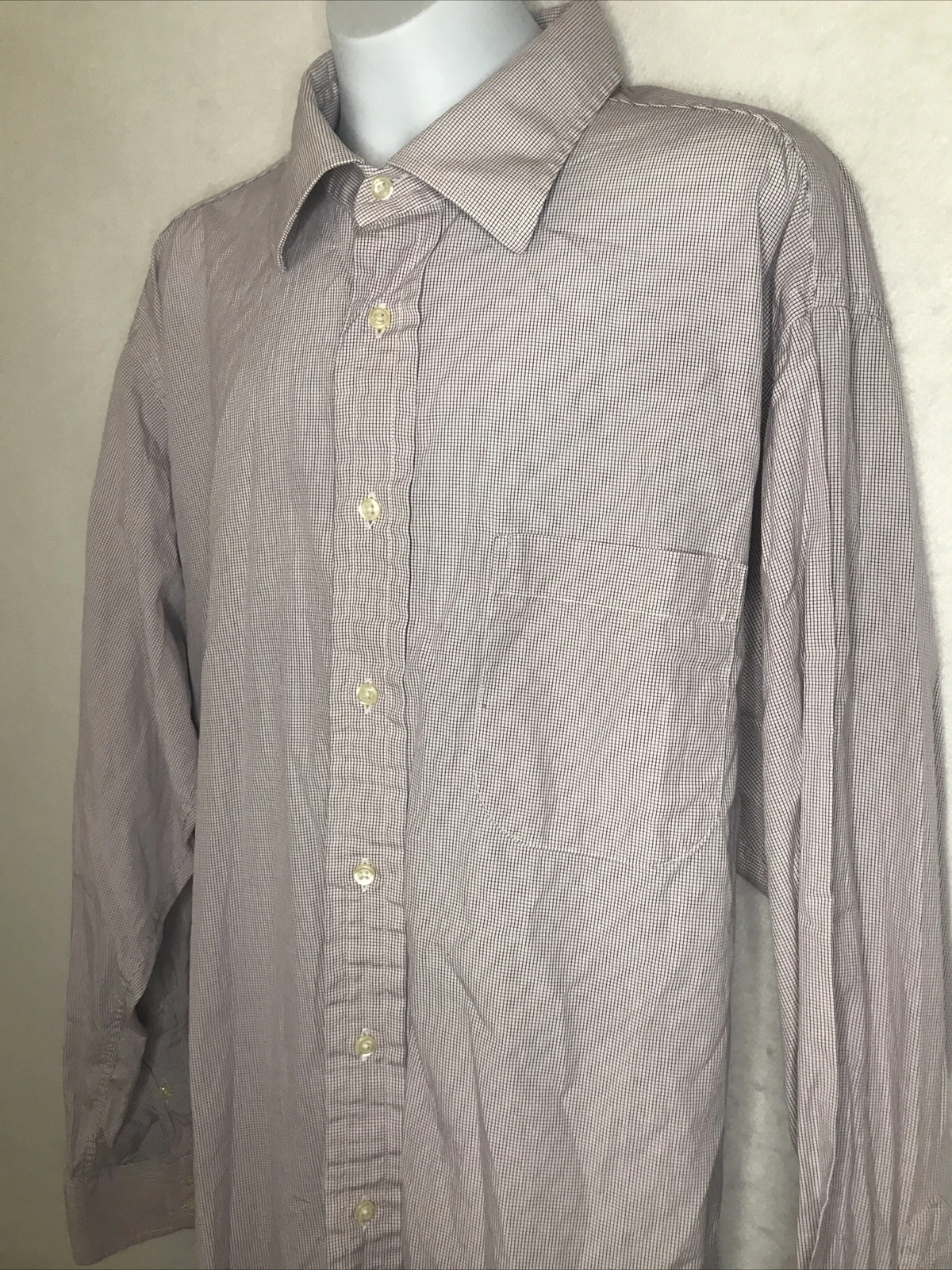 Camicia uomo Burberry London viola a quadri manica lunga con bottoni Taglia 17R