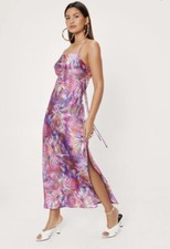 nasty gal size 8 purple tie dye strappy back maxi dress purple summer bnwt 