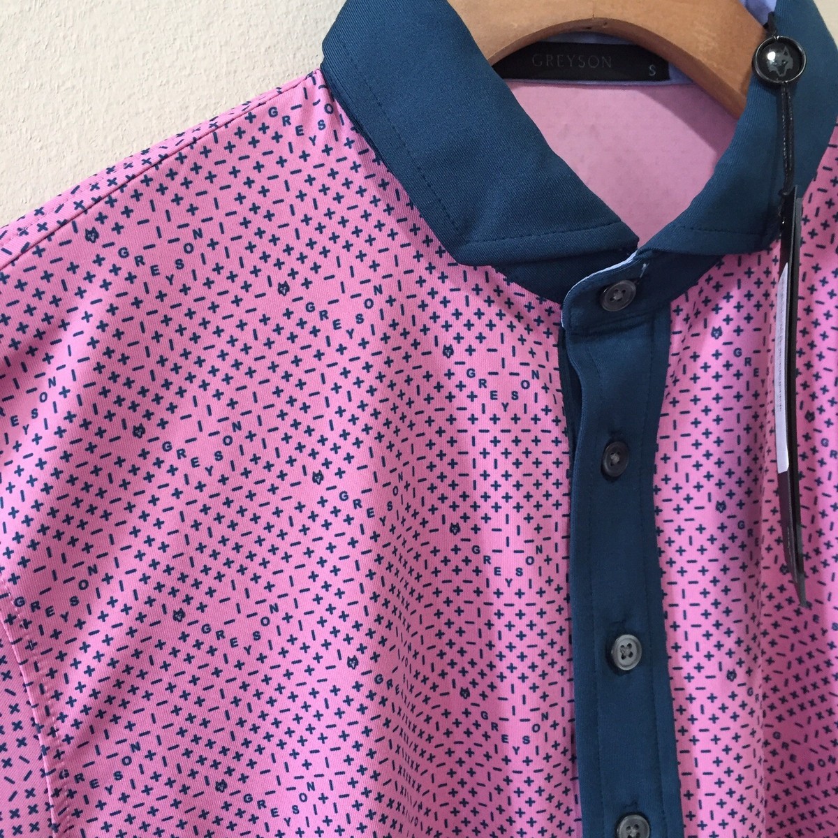 Greyson Golf S/S Polo Shirt Plus Minus Print Wild Rose Pink