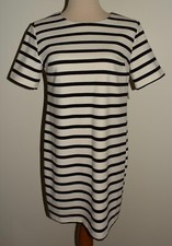 New Old Navy Dress Small Short Sleeve Off White Black Striped Ponte Shift