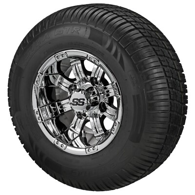 (4) 205/65R10 DOT Steel Belted Radial Tires on 10x7 Chrome Tempest Wheels