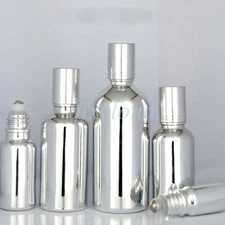 Chrome Silver Empty Glass Oil Roll on Bottle Rollerball 5ml 10ml 30ml 50ml 100ml
