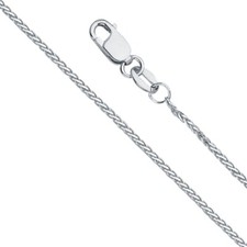 REAL 14k White Gold 1mm 8-sided Round Wheat Chain Necklace 16" 18" 20" 22" 24"
