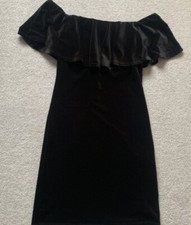 Black Velour Off The Shoulder, Bodycon Dress Forever 21 S