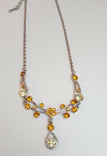 Mode-Collier 49 cm Glitzer gelb bernsteinfarben Blume K 154 #7