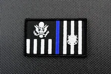 US Coast Guard Ensign Law Enforcement Flag Thin Blue Line Patch USCG LE Police