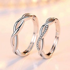 925 Sterling Silver Hollow Twist Love Adjustable Ring Women Girls Jewellery Gift