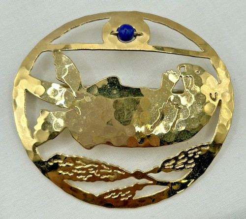 WILD BRYDE Hammered Otter with Lapis Nature Pin Brooch