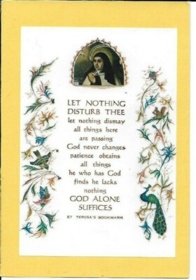 Holy Card of St. Teresa of Avila Plus a New Brown Scapular & Info. Pamphlet