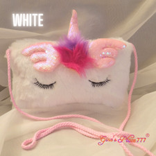Girls Vibrant Unicorn Sequin Plush Soft Crossbody Bag/Purse 3 Colors Available