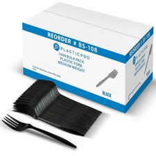 1000 pcs Disposable Plastic Forks Bulk Pack Black Plastic Medium Weight Cutle...
