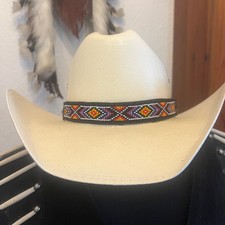 Hutband Indianerperlen m.2 Conchos handgewoben Western Reiten Linedance Neu