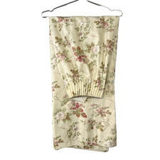 Vtg Laura Ashley Wild Rose Curtains W63 L53 Cream Cotton Cottagecore Shabby Chic