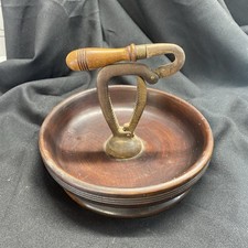 Vintage Walnut Wooden Nut Bowl With Attached Nutcracker