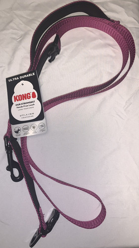 Dog Leash, Kong our strongest ultra durable Handsfree leash 6' x 1" pink NEW