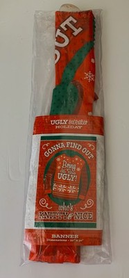 UGLY HOLIDAY SWEATER Party BANNER NEW Who's Knitty & Nice CHRISTMAS Bring On FUN