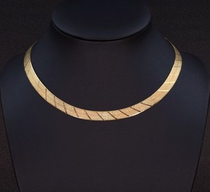 Extra Wide Italian 14K Gold Reversible Herringbone Necklace