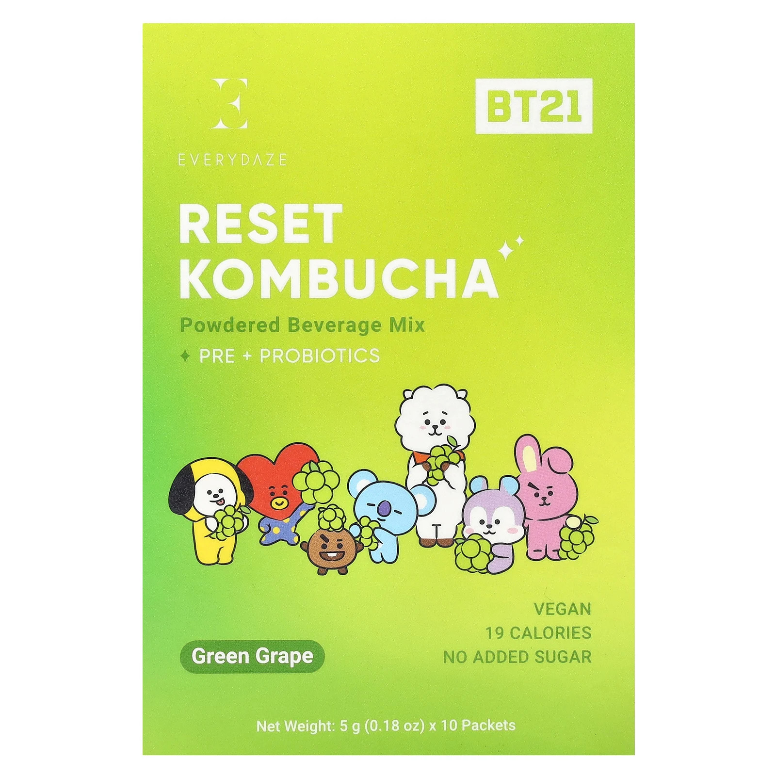 Чайный гриб Ресет порошкообразная смесь для напитков Зеленый виноград 10 пакетиков 018 унции 5 г 2590₽