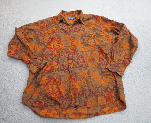 Gieves & Hawkes, Gieves & Hawkes Savile Row Shirt Mens L All over Print Vintage Leaf Luxury 90s