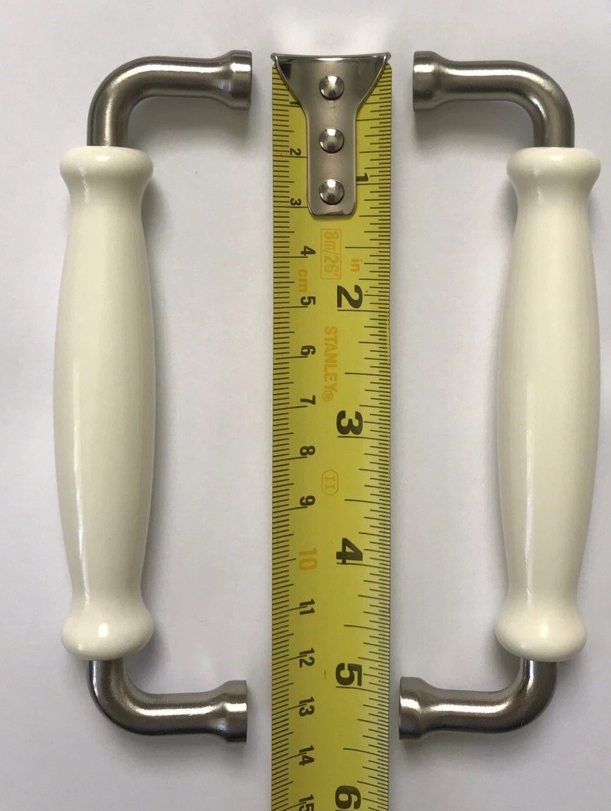 2 pk Ikea HISHULT Cabinet Handle Porcelain White /Brushed 5 1/2" 902.652.46