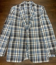 NWT 188 J. Crew Mens Ludlow Somelos Plaid Blazer Cotton Linen SZ 42R Slim