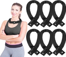 6 Pcs Cooling Neck Wraps with Button Neck Cooler for Hot Weather, Black