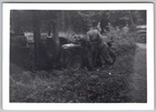 New ListingVtg B&W Snapshot Soldiers With Military Jeep Vehicle Stuck In Woods WW2 Era