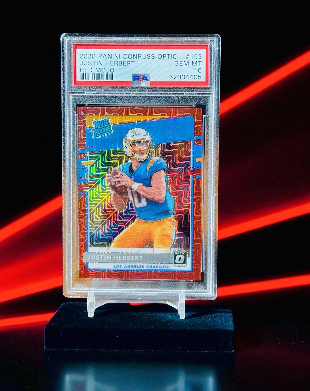 2020 Donruss Optic RC Justin Herbert Red Mojo Rookie PSA 10 Gem Mint Refractor