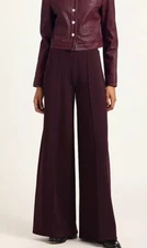 derek lam 10 crosby Wide Leg Knit Crepe Pants, Dark Cherry Size XS