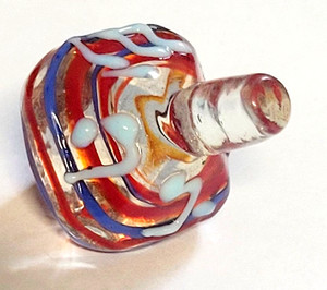 Handmade Glass Dreidel Spinning Top 1 1/2 Inches