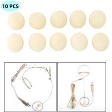 Set of 10 Beige Foam Windscreens for Headset Microphones and For Gaming