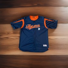 Detroit Tigers Dynasty Series True Fan MLB Baseball Jersey Men's 2XL Blue Orange