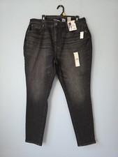 Time And Tru Womens High Rise Curvy Skinny Stretchy Jeans Black Wash Size 18