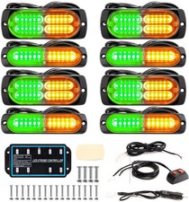 8pcs Green Amber Led Emergency Strobe Lights Surface Mount With Controller