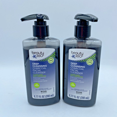 Beauty 360 Detoxifying Charcoal facial cleanser, dermatologist tested Lot of 2