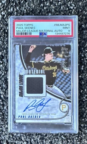 2025 TOPPS PAUL SKENES MATERIAL AUTO RELIC /50 PSA 9 POP 1 NONE HIGHER