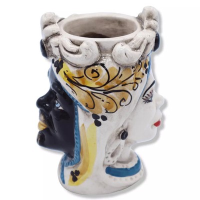 Janus Two-Faced Kopf Mit Zwei Gesichtern Keramisch, Caltagirone, Mann Schwarze E