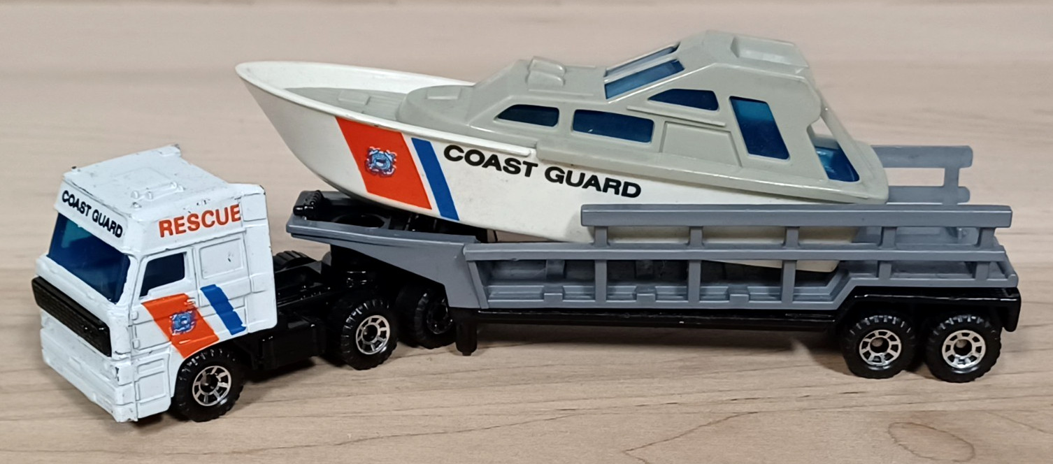 VTG 1993 Matchbox Action Convoy Coast Guard Rescue Powerlaunch Transporter CY-22