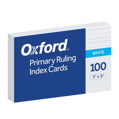Primary Ruled Index Cards, 5 x 8 Inches, White, Lined on Front, Blank on Back...
