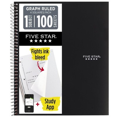 Spiral Notebook + Study App, 1 Subject, Graph Ruled Paper, 8-1/2'' x 11'', 100 ...