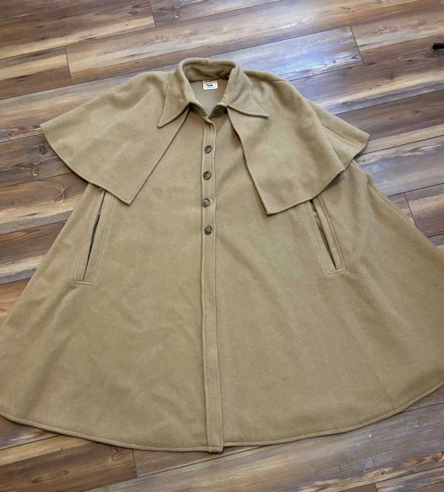 ABRIGO CAPA LANA VINTAGE James Holmes por Sandy Cohen NY Camel Sherlock Holmes Lg Foto 2 de 4