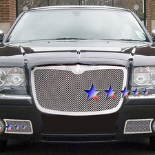For Chrysler 300 05-10 Bumper Grille 2-pc Plain Weave Style Chrome Polished 1.8