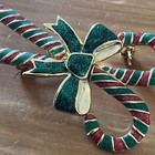 Vintage AAi Candy Cane Holiday Christmas Brooch Pin Gold Tone Whimsical 2 1/4” — photo 5