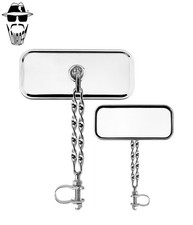 2x ORIGINAL LOWRIDER Rectangle Bicycle Mirror Double Flat Twisted All Chrome.