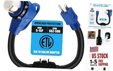 50 Amp to 110 RV Adapter with Overload Protector Circuit 5-15p to Ss2-50r